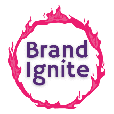Intensive Small Business Marketing Service. Image of Brand Ignite words in purple with a pink ring of flames circling it.