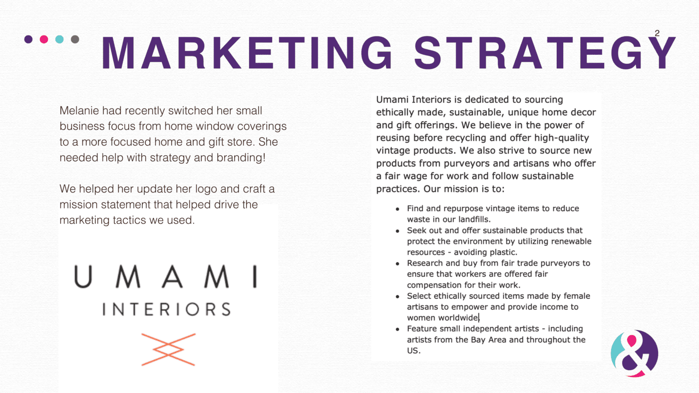 BC & Associates Marketing. Small Business Marketing Agency. Retail marketing for Umami Interiors Home and gift retail store and e-commerce website