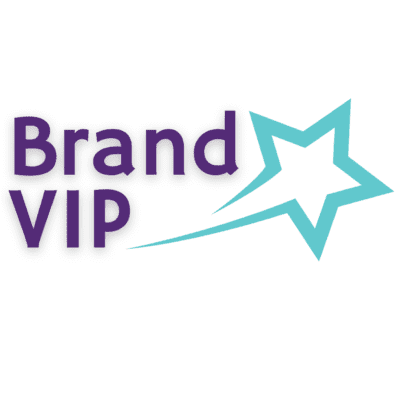 Rebranding & Growth Marketing Strategy. Image includes BRAND VIP words in purple with a blue shooting star to the right of the words.