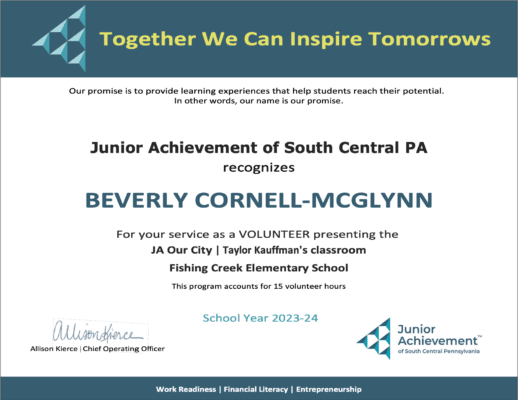 Junior Achievement Volunteer 2024 - Beverly Cornell